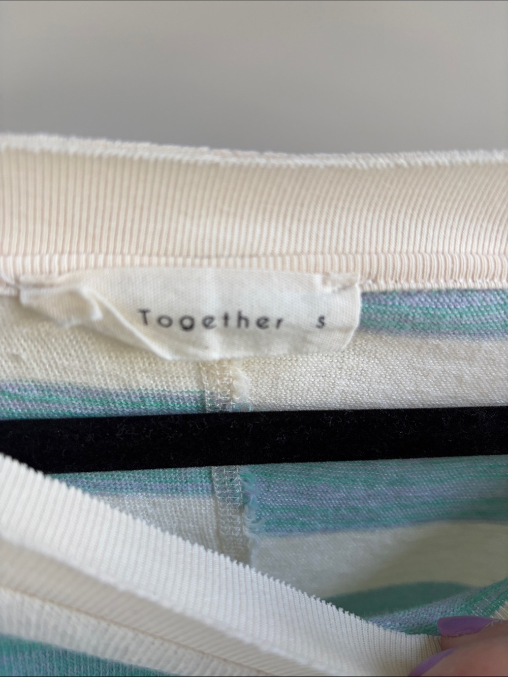 Social Threads | By Together Striped Tee Blue Green Lavender Size S - Picture 3 of 4